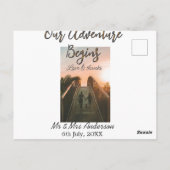 私たちの冒険が始まる カップル写真 愛と感謝 ポストカード (裏面)