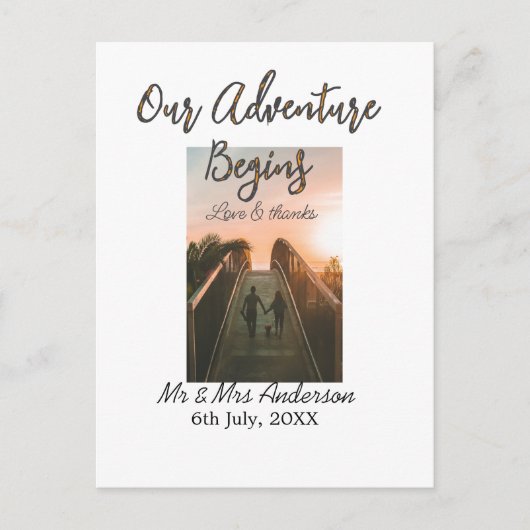 私たちの冒険が始まる カップル写真 愛と感謝 ポストカード (正面)