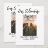 私たちの冒険が始まる カップル フォト 愛と感謝 招待状 (正面/裏面)