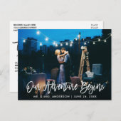 私たちの冒険が始まる ブラシスクリプト ウェディング サンクス ポストカード (正面/裏面)