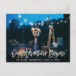 私たちの冒険が始まる ブラシスクリプト ウェディング サンクス ポストカード