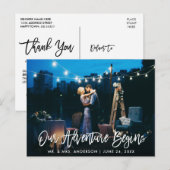 私たちの冒険が始まる ブラシスクリプト 結婚式 感謝 ポストカード (正面/裏面)