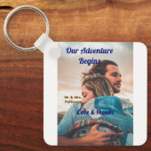 私たちの冒険が始まる 二人の写真 愛と感謝 キーホルダー (正面)