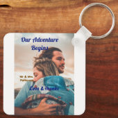 私たちの冒険が始まる 愛をありがとう 写真を追加 キーホルダー (裏面)