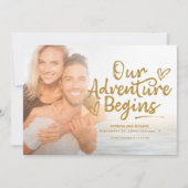 私たちの冒険が始まる 結婚式のSave The Date フォト 招待状 (正面)