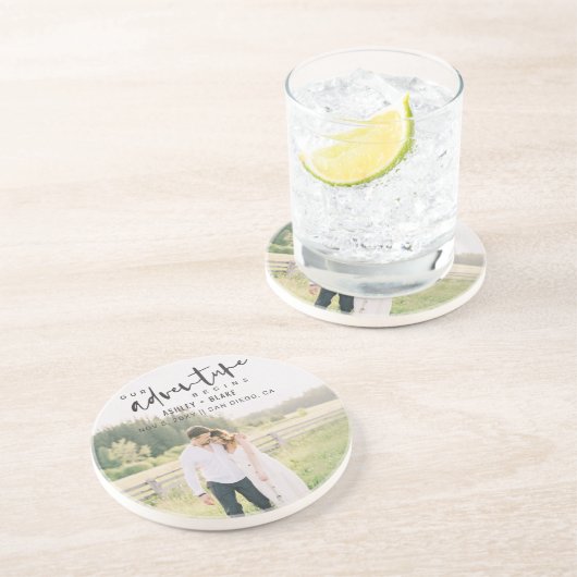 私たちの冒険が開始スクリプト写真の日付を保存 コースター (側面)