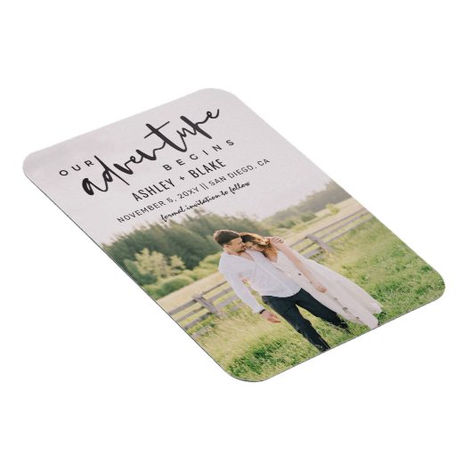 私たちの冒険が開始スクリプト写真の日付を保存 マグネット (右側)