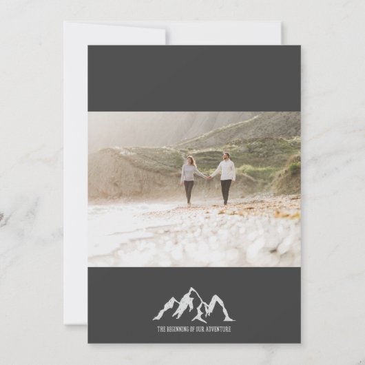 私たちの冒険の写真結婚の始まり 招待状 (裏面)
