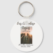 私たちの冒険はカップルの写真の愛を開始感謝してい& キーホルダー (裏面)