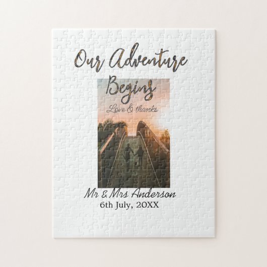 私たちの冒険はカップルの写真の愛を開始感謝してい& ジグソーパズル (縦)