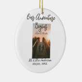 私たちの冒険はカップルの写真の愛を開始感謝してい& セラミックオーナメント (右)