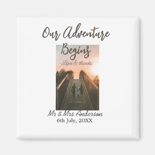私たちの冒険はカップルの写真の愛を開始感謝してい& マグネット (正面)