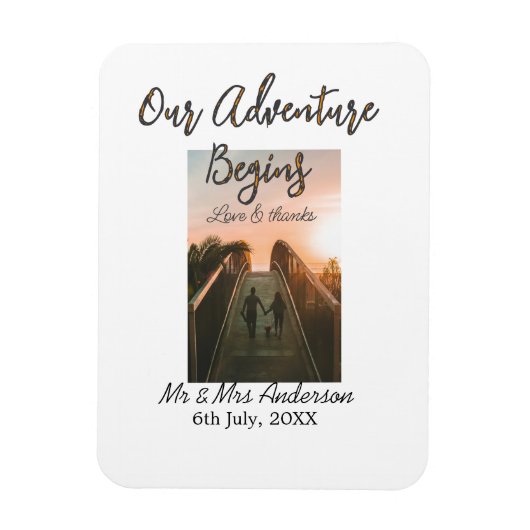 私たちの冒険はカップルの写真の愛を開始感謝してい& マグネット (縦)