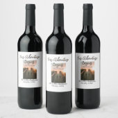 私たちの冒険はカップルの写真の愛を開始感謝してい& ワインラベル (ボトル)