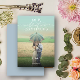 私たちの冒険はシックなクラシックのスクリプト写真を続ける セーブザデート