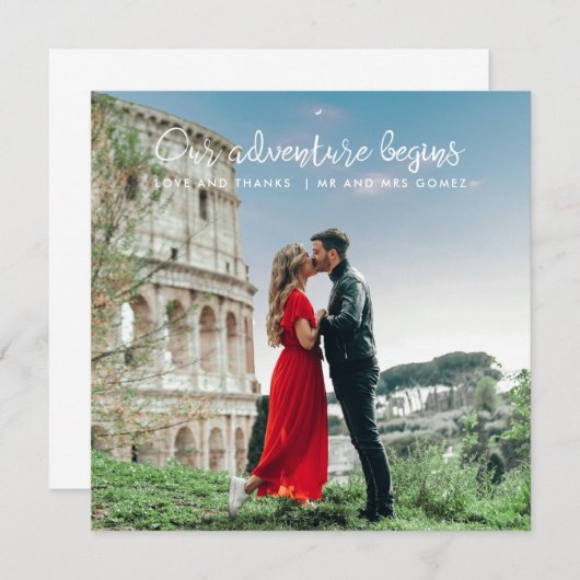 私たちの冒険はハネムーン結婚の感謝を始める (正面/裏面)