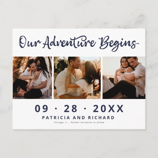 私たちの冒険は日付3の写真を保存して開始 ポストカード (正面)