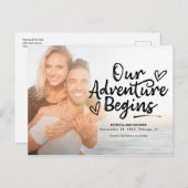 私たちの冒険は結婚式を開始する日付写真を保存 ポストカード (正面/裏面)