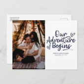 私たちの冒険は結婚式を開始する日付写真を保存 ポストカード (正面/裏面)