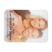 私たちの冒険は結婚式を開始する日付写真を保存 マグネット (横)