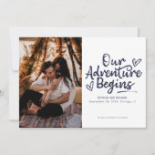 私たちの冒険は結婚式を開始する日付写真を保存 招待状 (正面)