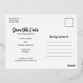 私たちの冒険は結婚式を開始する日付写真を保存 箔シーズンポストカード (裏面)