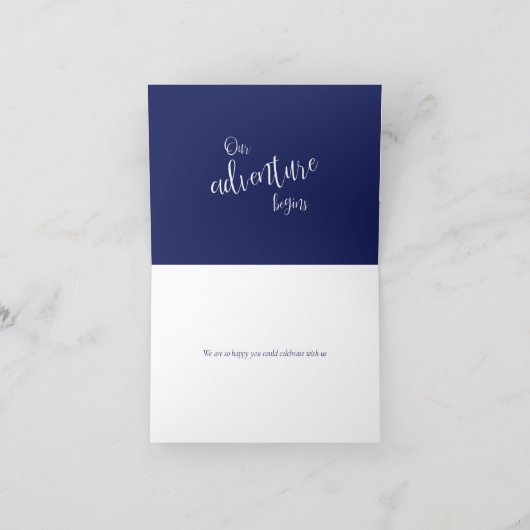 私たちの冒険は青いタイポグラフィを始感謝していめる カード (内部)