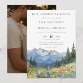 私たちの冒険 山の野生の花 フォトウェディング 招待状 (正面/裏面)