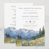 私たちの冒険 山の野生の花 フラワーの結婚式 招待状 (正面/裏面)