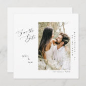 私たちの写真ホワイトスクエアウェディング日付を保存 招待状 (正面/裏面)