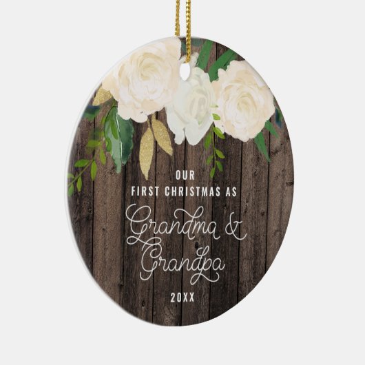 私たちの初めてのクリスマスおばあちゃん&グランドパパーソナライズされた セラミックオーナメント (右)