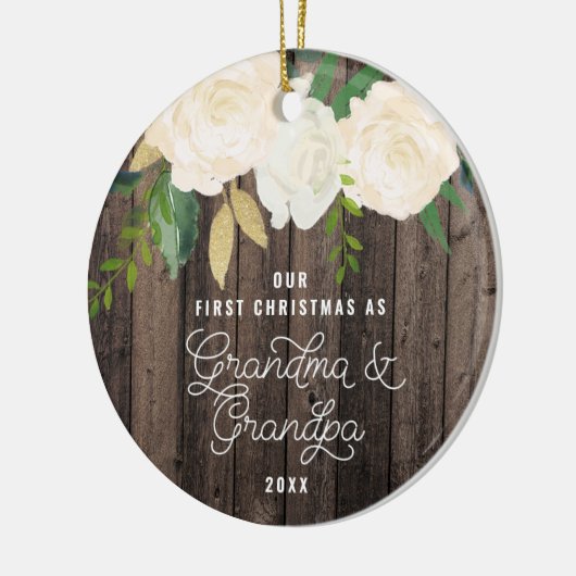 私たちの初めてのクリスマスおばあちゃん&グランドパパーソナライズされた セラミックオーナメント (左)