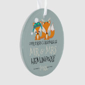 私たちの初めてのクリスマスかわいい赤キツネ パーソナライズされた オーナメント (正面)