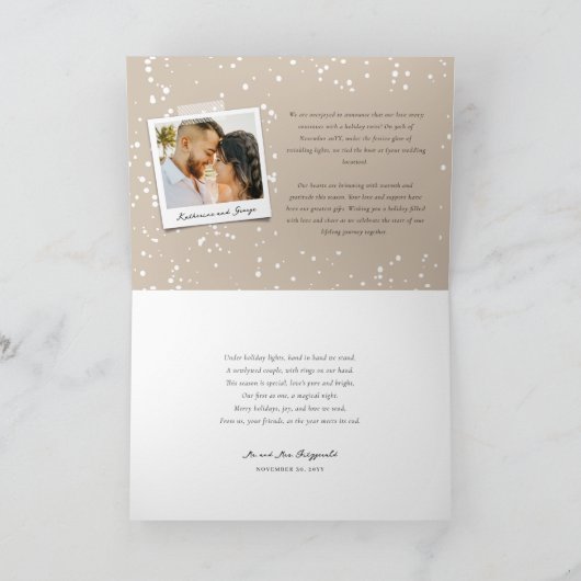 私たちの初めてのクリスマスが一緒にゴールデンスクリプトフォト シーズンカード (内部)