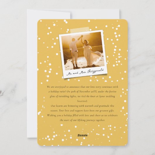 私たちの初めてのクリスマスが一緒にゴールデンスクリプトフォト シーズンカード (裏面)