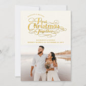 私たちの初めてのクリスマスが一緒にゴールデンスクリプトフォト シーズンカード (正面)