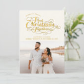 私たちの初めてのクリスマスが一緒にゴールデンスクリプトフォト シーズンカード (スタンド正面)