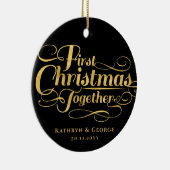 私たちの初めてのクリスマスが一緒にゴールデンスクリプトフォト セラミックオーナメント (右)
