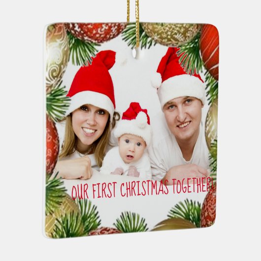 私たちの初めてのクリスマスが一緒に写真を撮るクリスマス セラミックオーナメント (右)