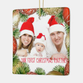 私たちの初めてのクリスマスが一緒に写真を撮るクリスマス セラミックオーナメント (左)