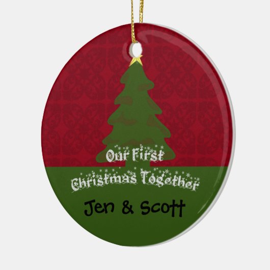 私たちの初めてのクリスマスが一緒に写真オーナメント セラミックオーナメント (左)