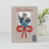 私たちの初めてのクリスマスが一緒に写真カップルの挨拶 カード (スタンド正面)