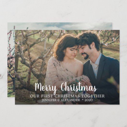 私たちの初めてのクリスマスが一緒に写真メリークリスマス シーズンカード (正面/裏面)