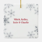 私たちの初めてのクリスマスが一緒に家族の写真レッド セラミックオーナメント (裏面)