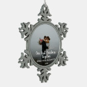 私たちの初めてのクリスマスが一緒に結婚した写真 スノーフレークピューターオーナメント (左)