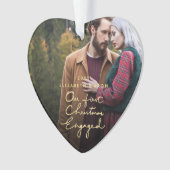 私たちの初めてのクリスマスが一緒婚約したに写真ハート オーナメント (正面)