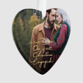私たちの初めてのクリスマスが一緒婚約したに写真ハート オーナメント (正面)