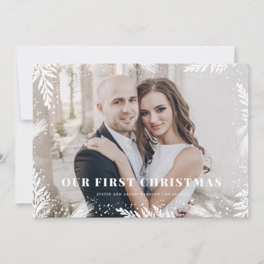 私たちの初めてのクリスマスが新しくクリスマスカードを買いました シーズンカード (正面)