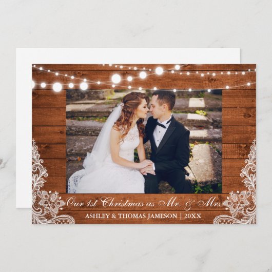 私たちの初めてのクリスマスさんミセス・カー素朴ド シーズンカード (正面/裏面)