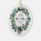 私たちの初めてのクリスマスさんミセス・ファースト・フォト結婚したー セラミックオーナメント (右)